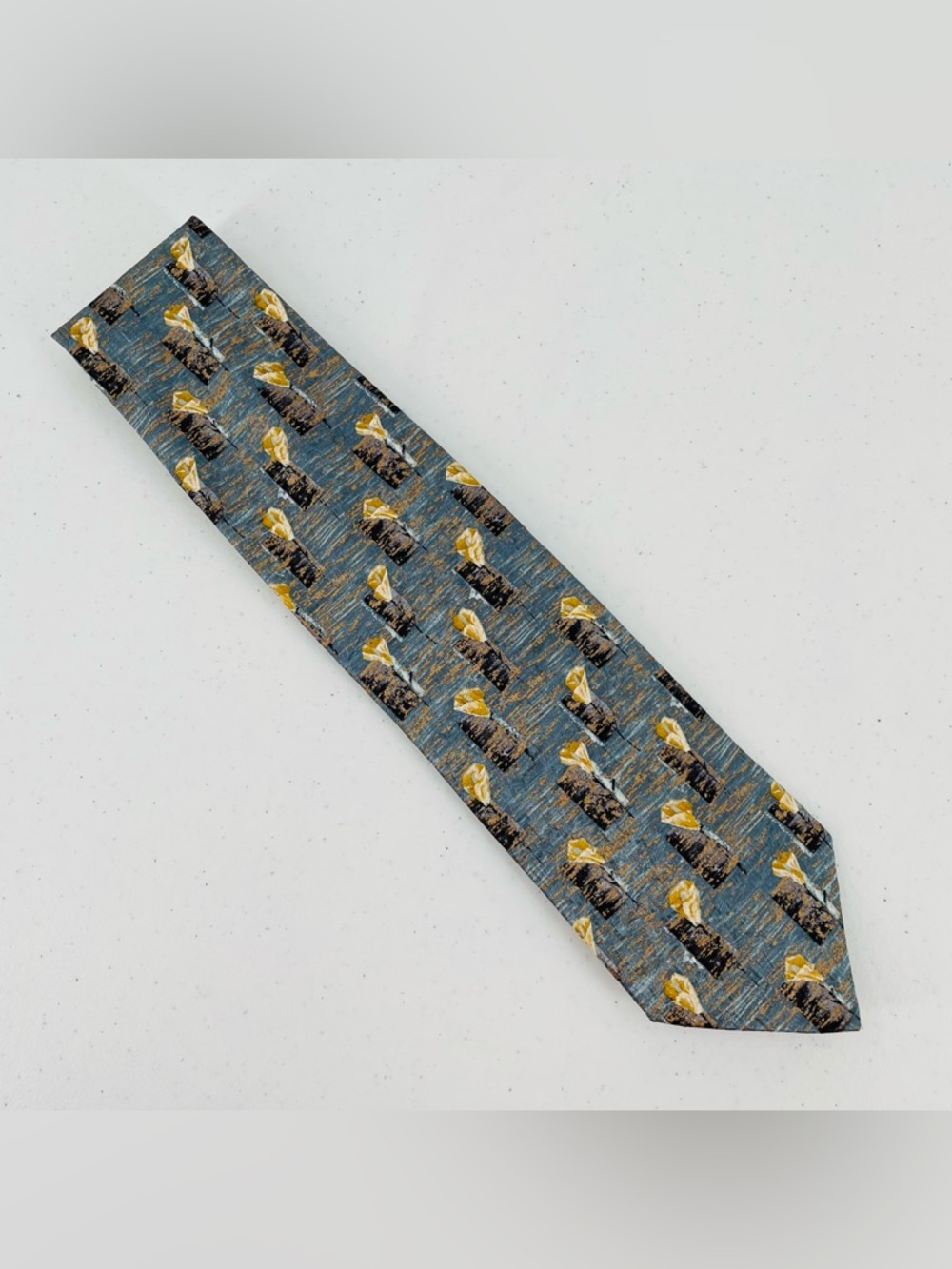 Ermenegildo Zegna Italian Yellow Calla Lily Silk Tie Professional Office Work